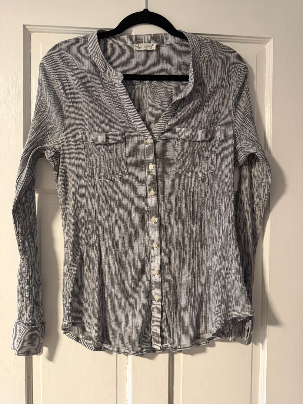Carve Designs Blue Striped Button-Front Gauzy Dylan Shirt